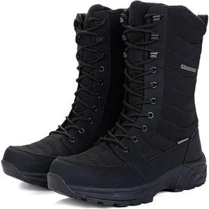 Women's Waterproof Winter Snow Boots with Side Zipper, Black